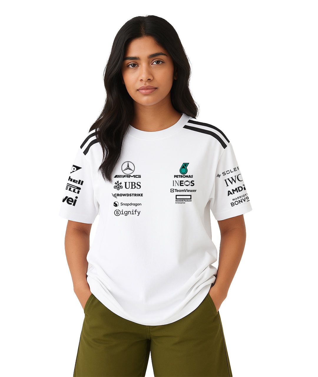Unisex Mercedes White  Oversized Team T Shirt